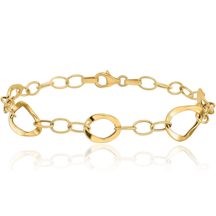 14K Solid Yellow Gold Link Chain Bracelet