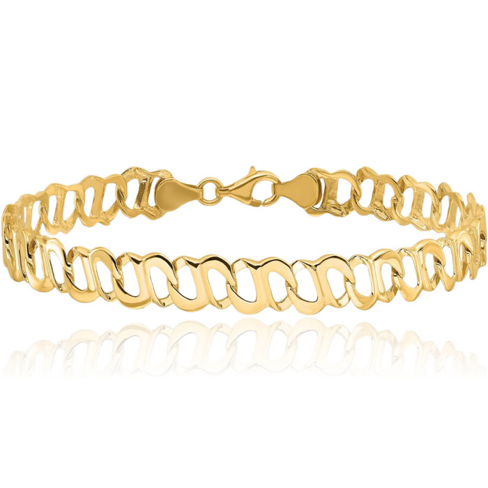 14K Solid Yellow Gold Link Chain Bracelet