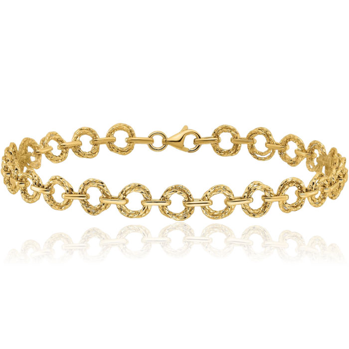 14K Solid Yellow Gold Link Chain Bracelet