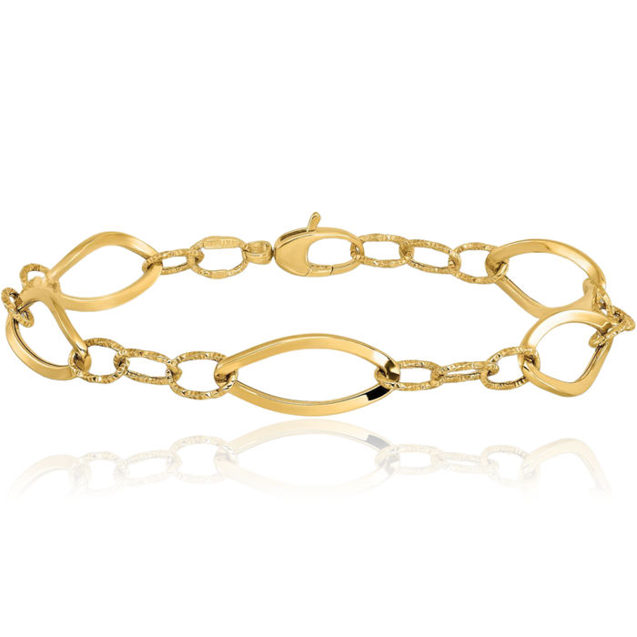 14K Solid Yellow Gold Link Chain Bracelet