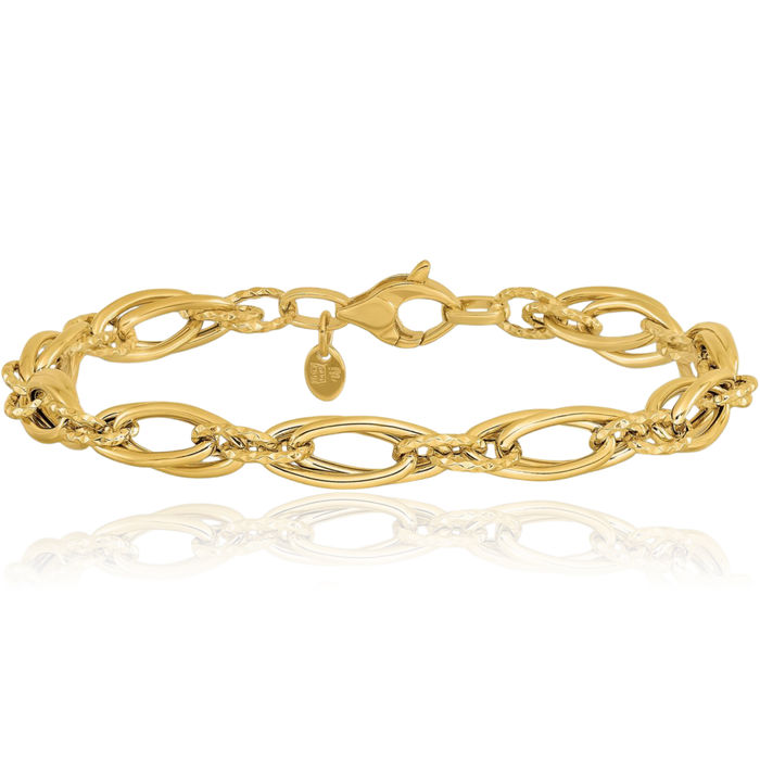 14K Solid Yellow Gold Link Chain Bracelet