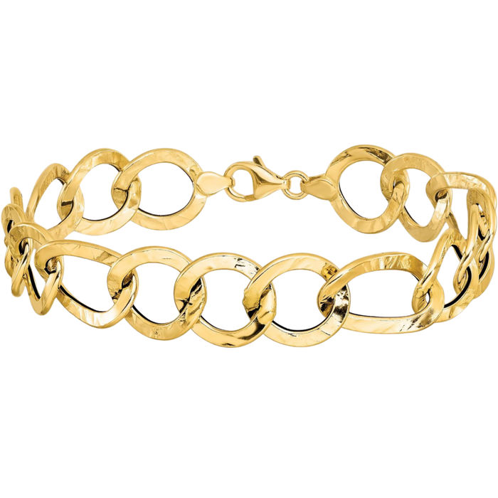 14K Solid Yellow Gold Link Chain Bracelet