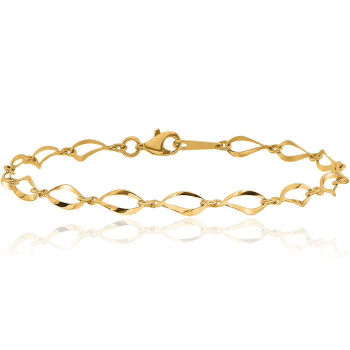 14K Solid Yellow Gold Link Chain Bracelet