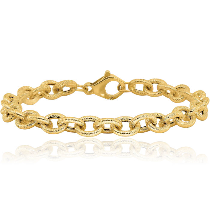 14K Solid Yellow Gold Link Chain Bracelet