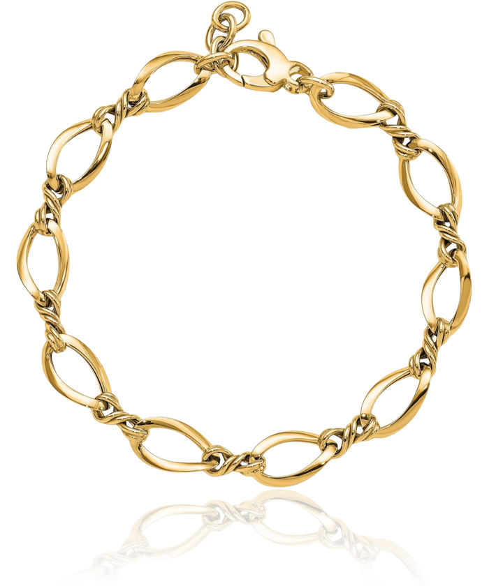 14K Solid Yellow Gold Link Chain Bracelet