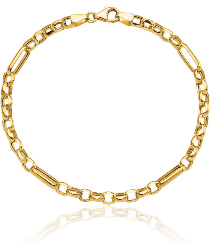 14K Solid Yellow Gold Link Chain Bracelet