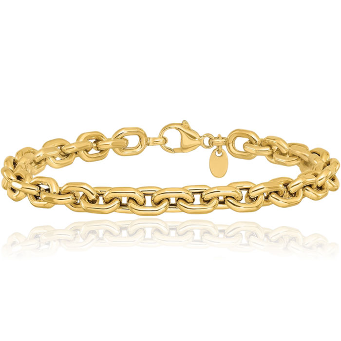 14K Solid Yellow Gold Link Chain Bracelet