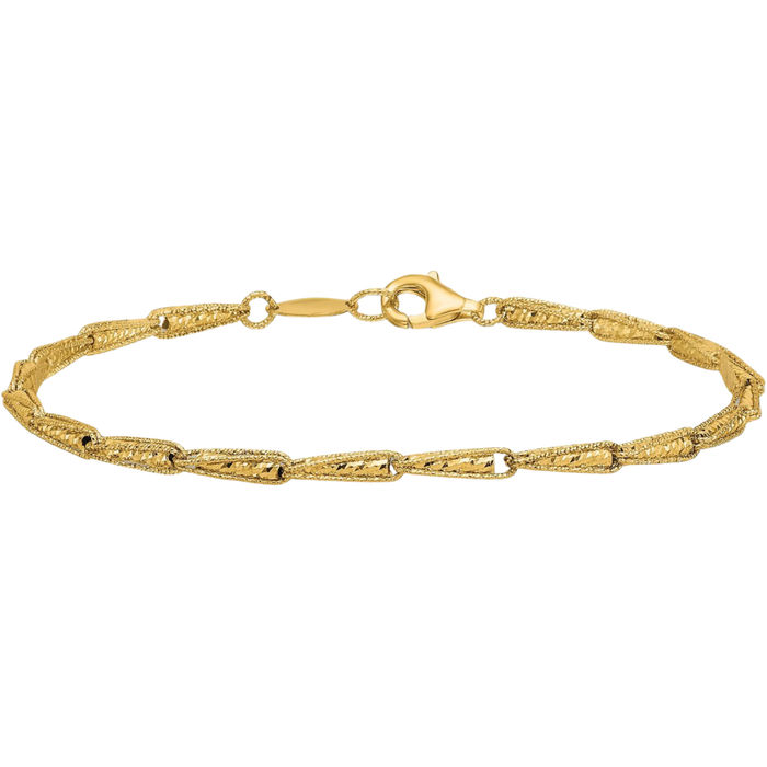 14K Solid Yellow Gold Link Chain Bracelet