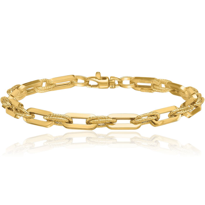 14K Solid Yellow Gold Link Chain Bracelet