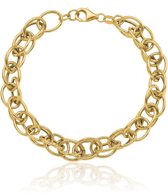 14K Solid Yellow Gold Link Chain Bracelet