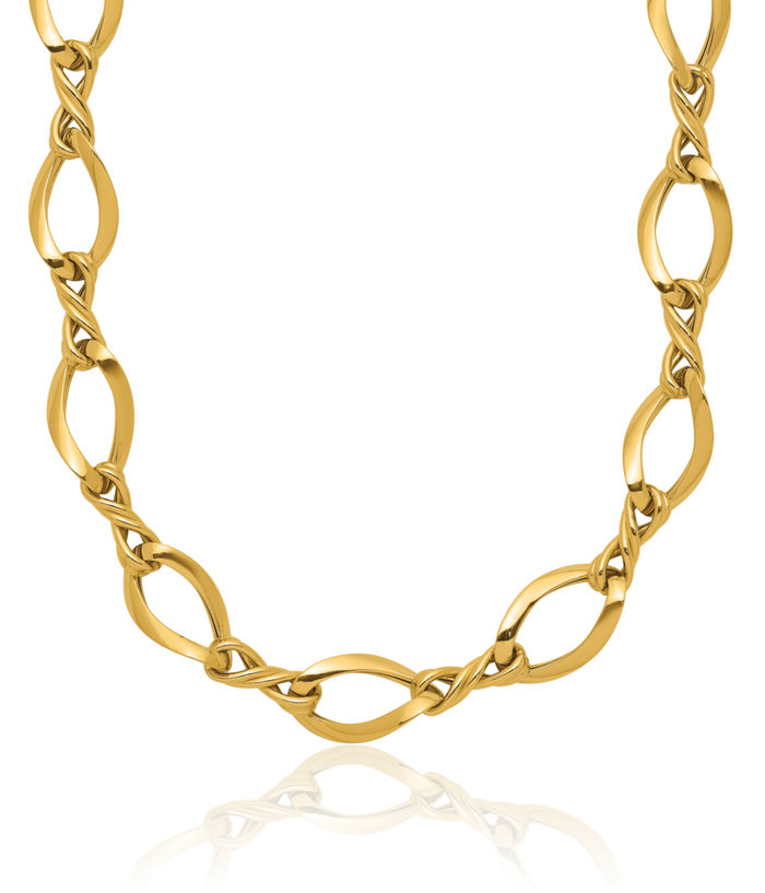 14K Solid Yellow Gold Link Chain Necklace