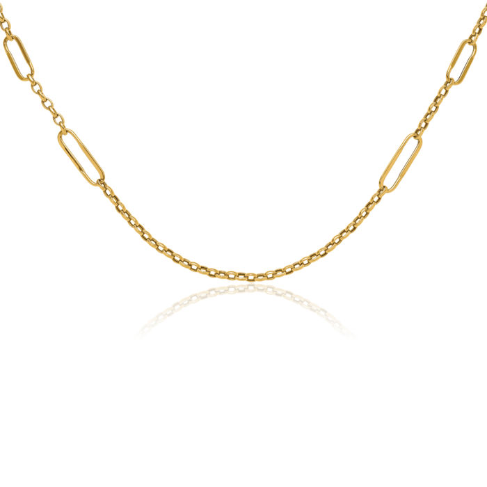 14K Solid Yellow Gold Link Chain Necklace