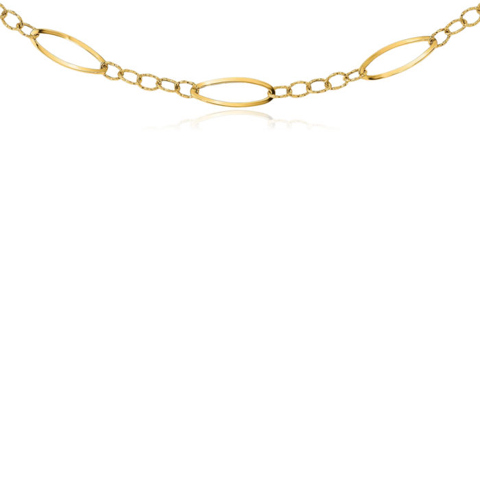 14K Solid Yellow Gold Link Chain Necklace