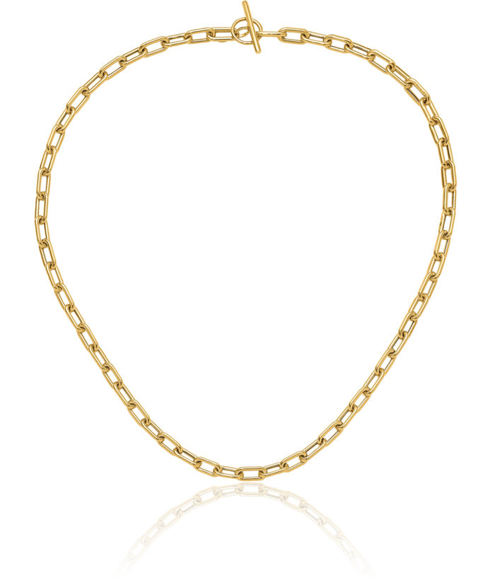 14K Solid Yellow Gold Link Chain Necklace Toggle Clasp