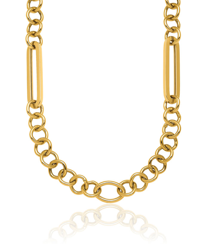 14K Solid Yellow Gold Link Chain Necklace Toggle Clasp