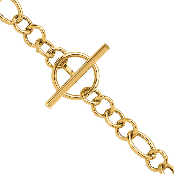 14K Solid Yellow Gold Link Chain Necklace Toggle Clasp