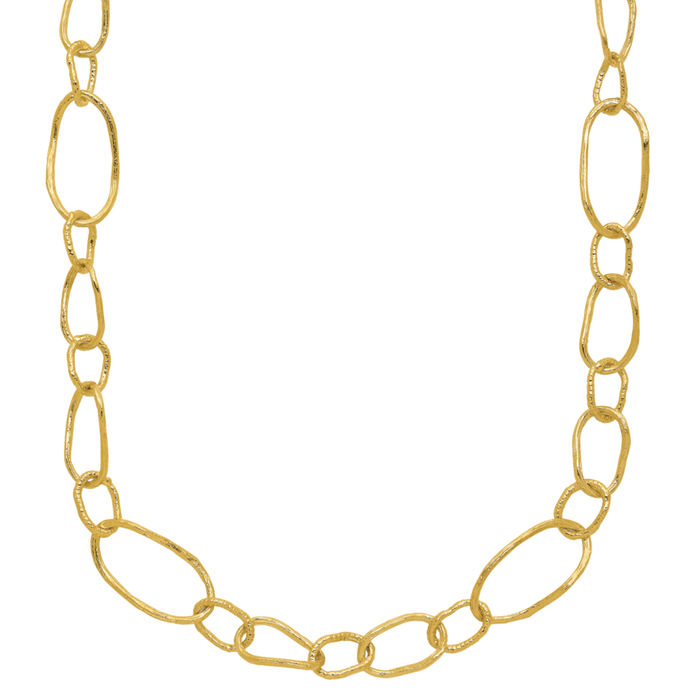 14K Solid Yellow Gold Link Chain Necklace Toggle Clasp