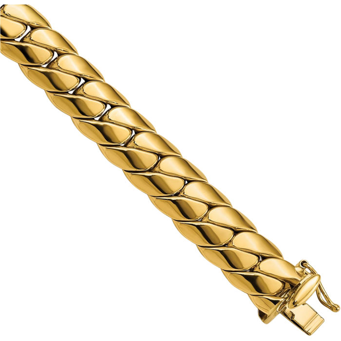 14K Solid Yellow Gold Link Mens Chain Bracelet