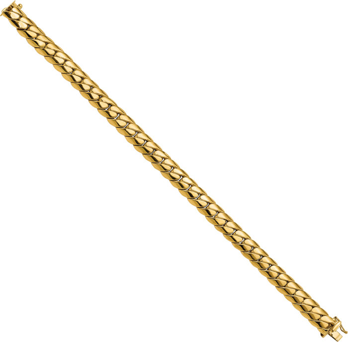 14K Solid Yellow Gold Link Mens Chain Bracelet