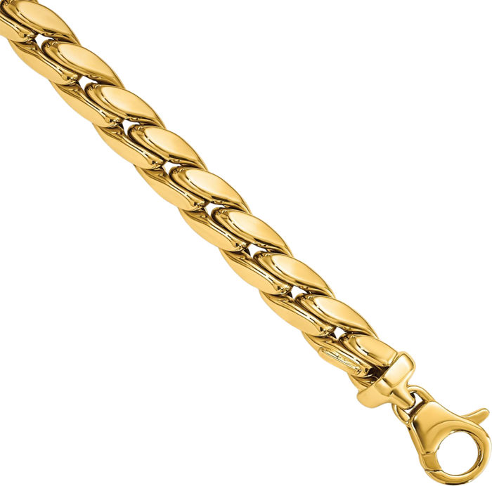 14K Solid Yellow Gold Link Mens Chain Bracelet