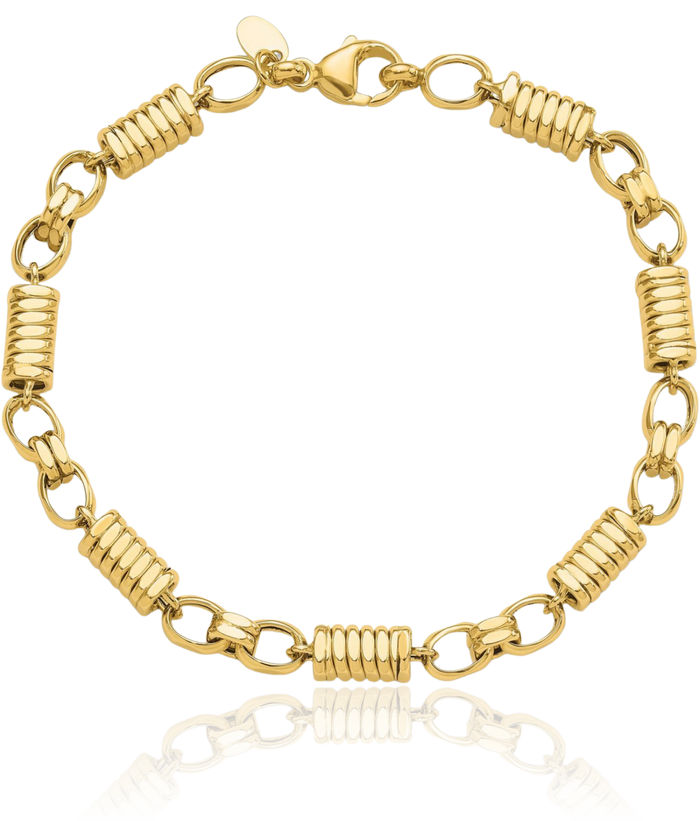 14K Solid Yellow Gold Link Mens Chain Bracelet