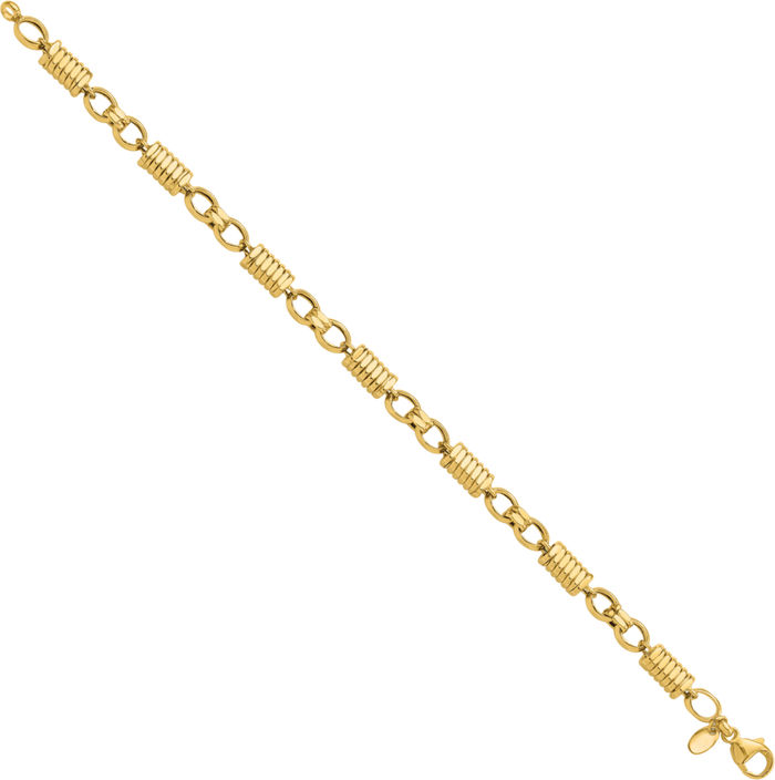 14K Solid Yellow Gold Link Mens Chain Bracelet