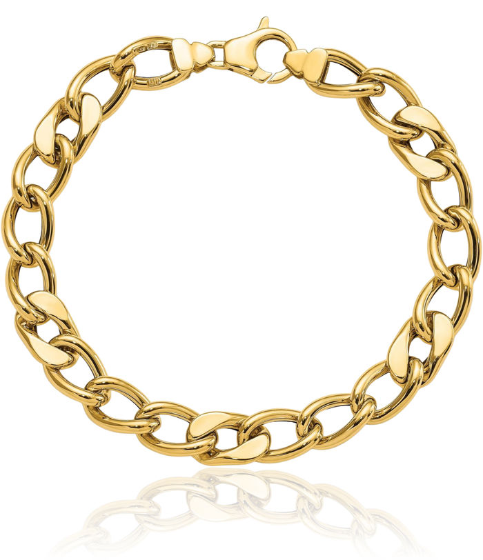 14K Solid Yellow Gold Link Mens Chain Bracelet