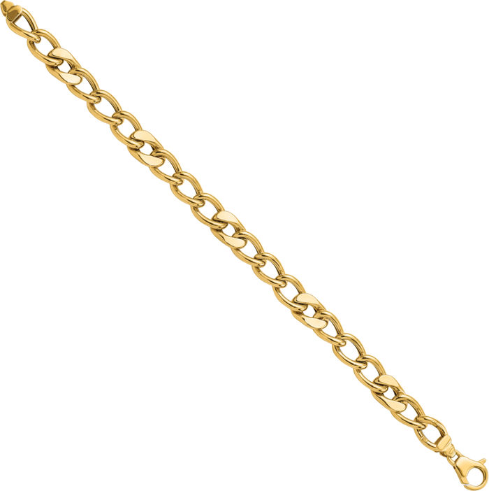 14K Solid Yellow Gold Link Mens Chain Bracelet