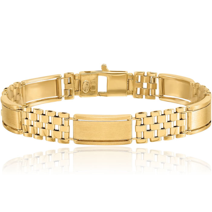 14K Solid Yellow Gold Link Mens Chain Bracelet