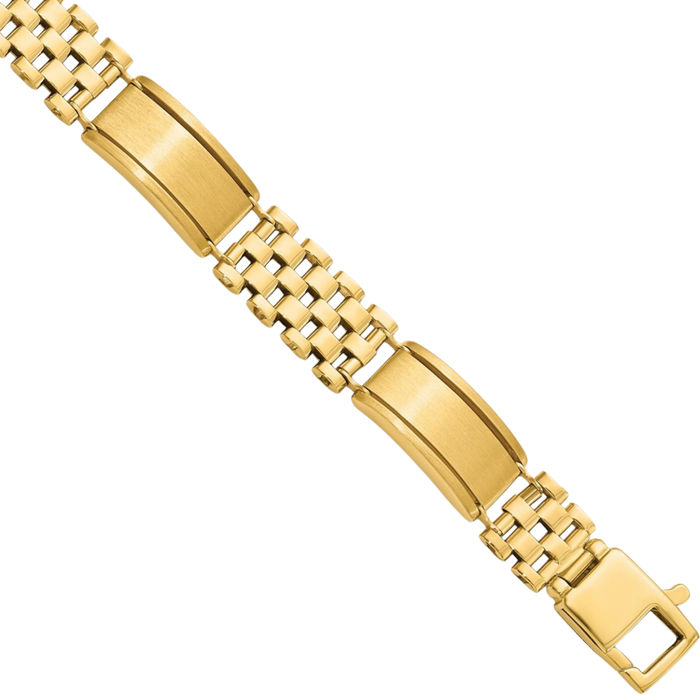 14K Solid Yellow Gold Link Mens Chain Bracelet