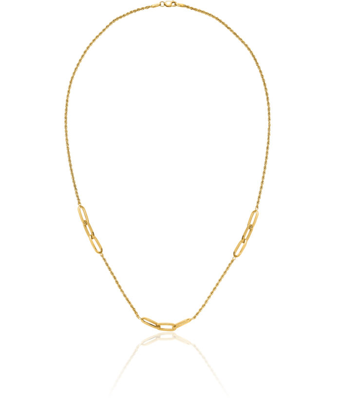 14K Solid Yellow Gold Link Rope Chain Twisted Necklace
