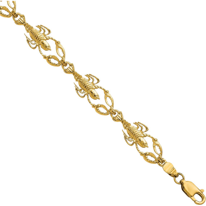 14K Solid Yellow Gold Lobster Chain Charm Bracelet