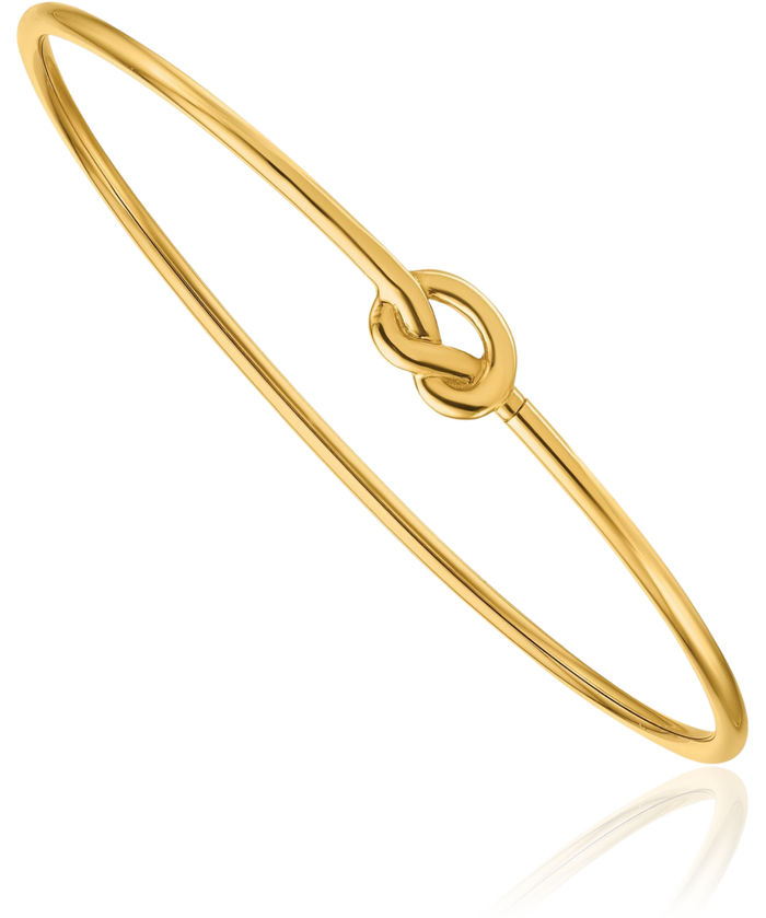 14K Solid Yellow Gold Love Knot Bangle Bracelet