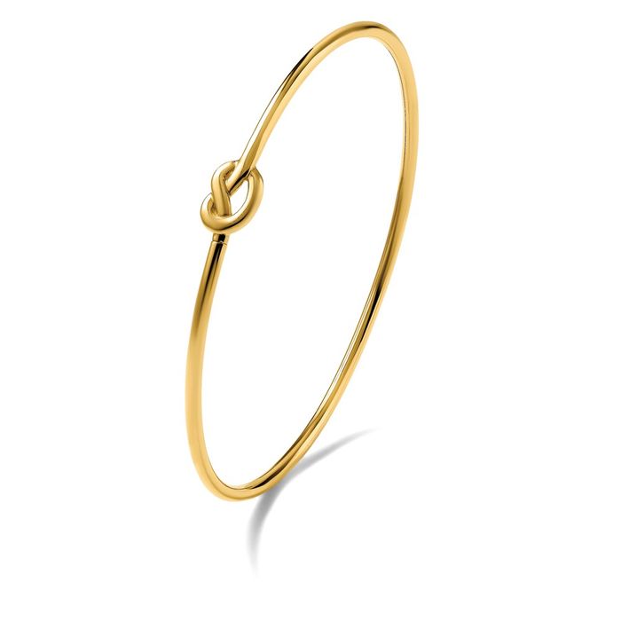 14K Solid Yellow Gold Love Knot Bangle Bracelet