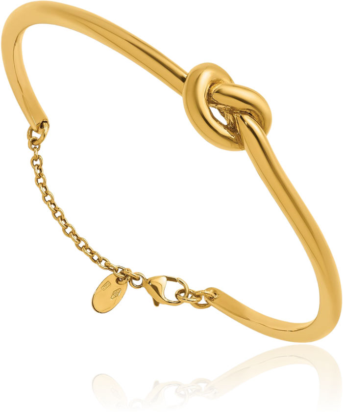 14K Solid Yellow Gold Love Knot Chain Cuff Charm Bracelet