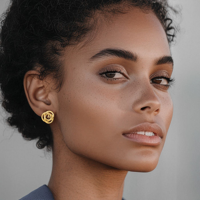14K Solid Yellow Gold Love Knot Earring Jackets for Studs