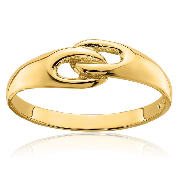 14K Solid Yellow Gold Love Knot Statement Ring