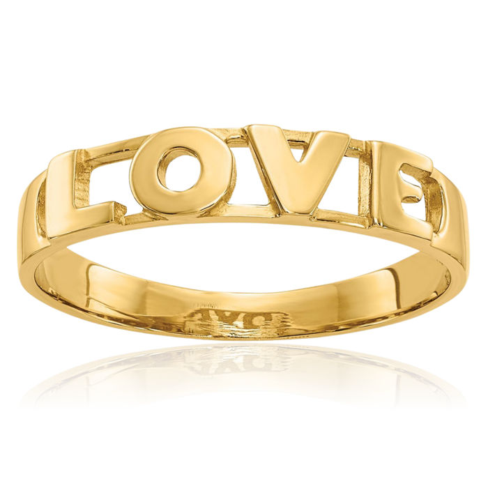 14K Solid Yellow Gold Love Ring