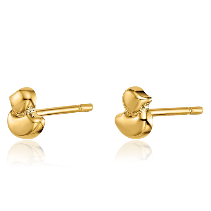 14K Solid Yellow Gold Mallard Duck Good Luck Bird Stud Earrings