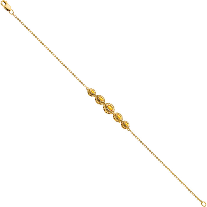 14K Solid Yellow Gold Marquise Orange Citrine Chain Gemstone Tennis Bracelet