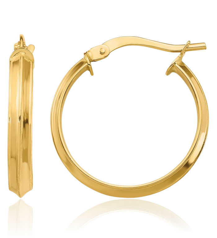 14K Solid Yellow Gold Medium 3mm Round Hoop Earrings