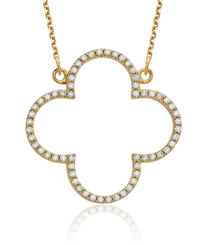 14K Solid Yellow Gold Medium Chain Geometric Necklace Diamond