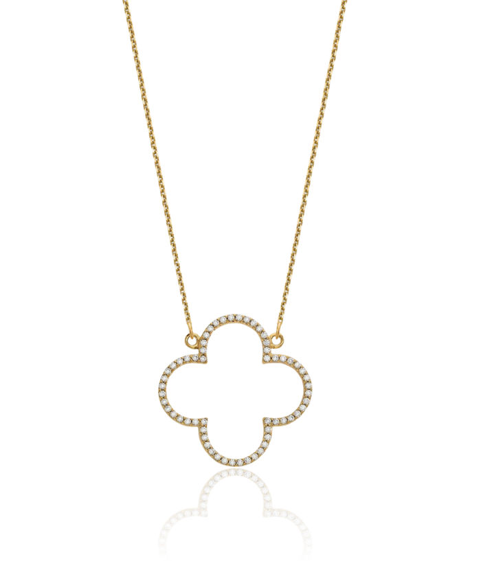 14K Solid Yellow Gold Medium Chain Geometric Necklace Diamond