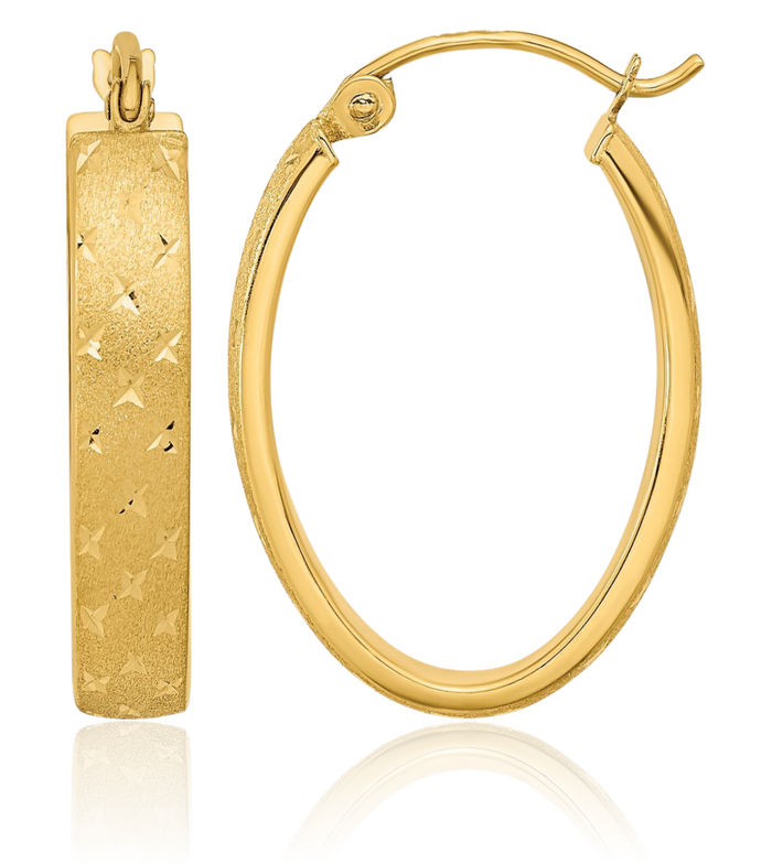 14K Solid Yellow Gold Medium Hoop Earrings