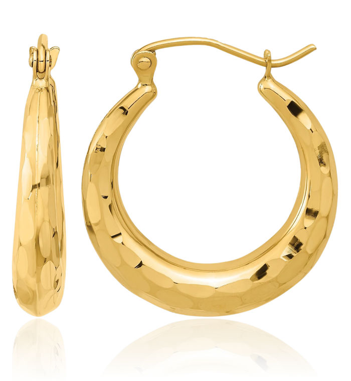 14K Solid Yellow Gold Medium Hoop Earrings