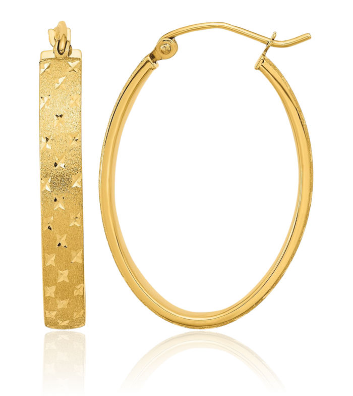14K Solid Yellow Gold Medium Hoop Earrings