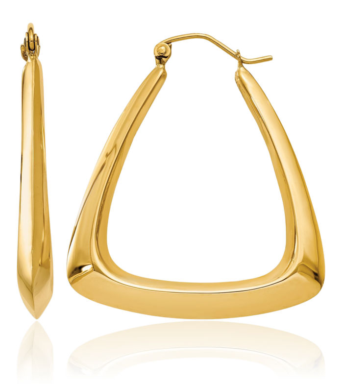 14K Solid Yellow Gold Medium Hoop Earrings