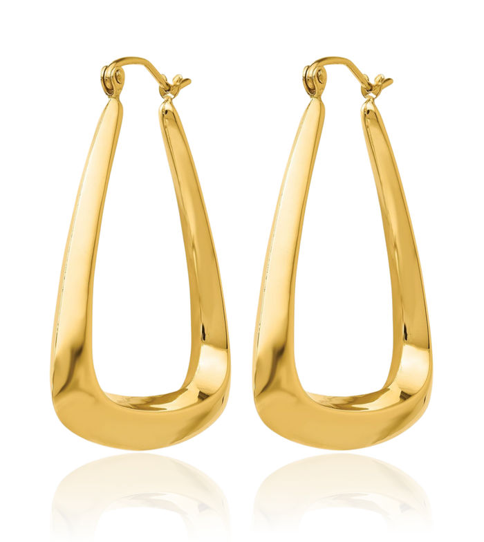 14K Solid Yellow Gold Medium Hoop Earrings