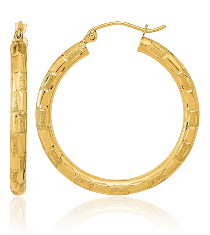 14K Solid Yellow Gold Medium Hoop Earrings