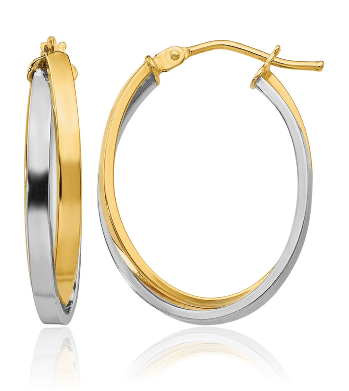 14K Solid Yellow Gold Medium Hoop Earrings